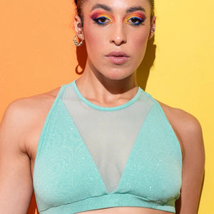 Ensemble taille haute léger pour femme, idéal pour la pole dance, col montant, tissu extensible, tenue de performance estivale, service OEM - Product Image 2