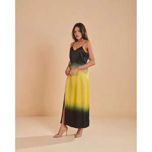 Robe longue tie-dye ombrée pour femme, bretelles spaghetti, fente latérale, tenue décontractée d'été - Product Image 1