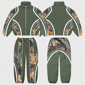 Ensemble coupe-vent imprimé en nylon pour homme, avec fermeture éclair, logo personnalisé, deux pièces, coupe régulière, écologique et résistant au vent, vente en gros - Product Image 2
