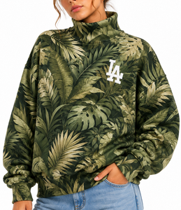 Custom Logo Women's Oversized Crewneck Hoodie Mock Neck Sweatshirt Bulk Wholesale Manufacturer - Product Image 5