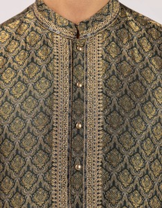 Salwar Kameez pour homme en coton vert sarcelle, manches longues, tenue décontractée quotidienne, style ethnique Inde Pakistan, design moderne, respirant - Product Image 3