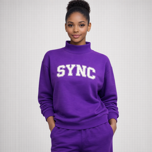 Sweat-shirt à col montant Relax Pulse, coupe ample, en molleton de coton, pull chaud d'hiver, streetwear décontracté, vêtement élégant - Product Image 1