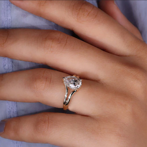 3 CT Pear Cut Cubic Zirconia Diamond Engagement Wedding Anniversary Gift <b>Ring</b> Trendy Hidden Halo <b>Split</b> Shank 925 Sterling Silver - Product Image 3