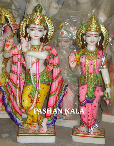 Pure Makrana Marble Artistic Model Of Marble Radha Krishna Statue - Product Image 5