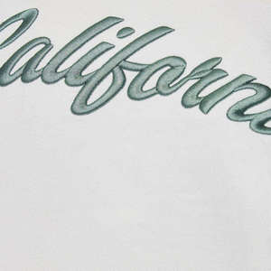 Womens Cream Solid California Letter Embroidered <b>Off</b>-The-<b>Shoulder</b> Oversized <b>Sweatshirt</b> Long Sleeve Casual Streetwear - Product Image 2
