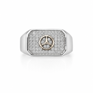 925 Sterling <b>Silver</b> Diamond <b>Mens</b> Signet <b>Ring</b> High Polish Octagon Design Wedding Party Daily Wear Gift Jewelry Band - Product Image 2