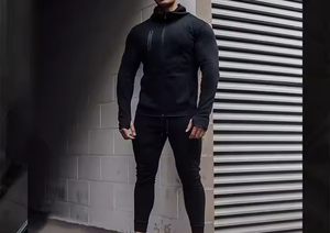 Outdoor Sportswear <b>Tracksuit</b> Men 2 Piece Gym Clothes Set Blank Mens <b>Tracksuit</b> Wholesale Hooded Jacket Sweatpants - Product Image 2