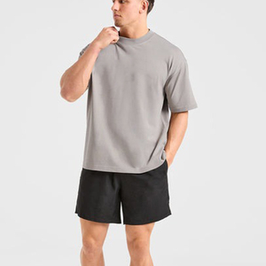 Customized Breathable Casual Tee Shirts Oversized Cotton Men Boxy Shirts Short Sleeve <b>Drop</b> Shoulder Heavy Weight Shirt - Product Image 3