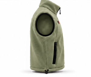 Gilet Premium Homme Vert Olive en Polaire, Col Montant Zippé, Motif Géométrique en Relief, Sans Manches, Haute Qualité OEM - Product Image 3
