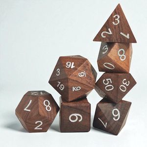 Premium Wooden Polyhedral <b>Dice</b> 7-Piece <b>Set</b> Durable Eco-Friendly for RPG Board Games Collectors Tradebyd - Product Image 1