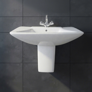 Vistaar Sofia Lavabo demi-pied en céramique blanche, ensemble de lavabo design en poterie artistique Morbi - Product Image 2