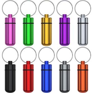 <b>Small</b> Portable Waterproof Aluminum Pill Organizer Keychain 10 Pack Mini Metal <b>Boxes</b> for Pocket Drug <b>Storage</b> Urekt Brand - Product Image 1