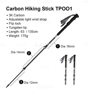 Bastón <span class=keywords><strong>de</strong></span> Trekking Ultraligero XATP, Nuevo y en Oferta, Bastón Telescópico <span class=keywords><strong>de</strong></span> Fibra <span class=keywords><strong>de</strong></span> Carbono 3K para <span class=keywords><strong>Senderismo</strong></span> - Product Image 2