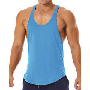 Wholesale <b>Men's</b> Quick Dry Breathable Workout Tank Top OEM Customized Fitness <b>Singlet</b> Solid Color 100% Polyester Knitted Fabric - Product Image 6