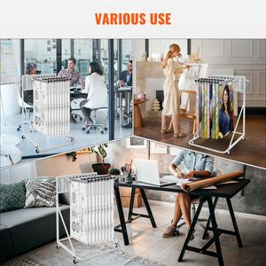 Espositore Mobile Regolabile per Progetti con 12 Staffe Girevoli, Porta-Plan Regolabile in Altezza e Lunghezza per Poster - Product Image 3