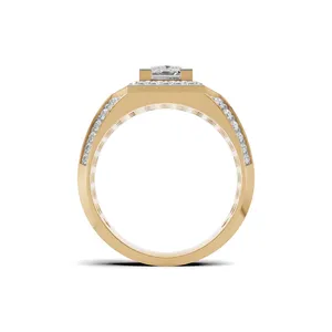 Anillo de Diamantes para Hombre Royal Frame en Oro Amarillo de 18K, Corte Redondo y Princesa, con Certificado IGI y Claridad VVS, en Venta - Product Image 3