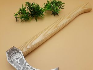 Premium <b>Engraved</b> Utility Hatchet Wooden Handle Outdoor <b>Tool</b> Wholesale Supplier Custom Pattern Steel Camping Hatchet With Leather - Product Image 3