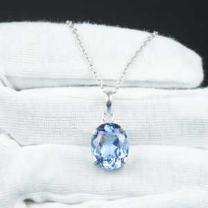 Colgante de Aguamarina Natural, Plata de Ley 925, Collar con Piedra Preciosa Azul, Joyería de Regalo para Nacidos en Piscis - Product Image 2