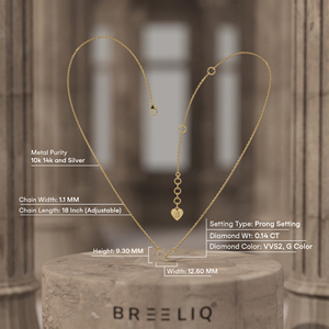 Collier pendentif entrelacé en or 14 carats avec diamant de laboratoire, design minimaliste, chaîne avec fermoir, pour femme, fournisseur OEM - Product Image 3