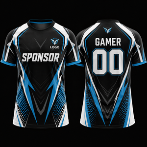 SFIVE INDUSTRIES E-Sports Jersey Sublimation Printed Crew Neck Quick Dry Polyester Unisex Adult Black Blue White Design Gamer 00 - Product Image 1