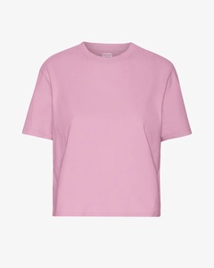 Camiseta Corta de Cuello Redondo para Mujer, Color Cerezo, Casual, Suave, 100% Algodón, Corte Cuadrado, para Todas las Temporadas - Product Image 1
