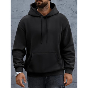 Sweat-shirt à capuche surdimensionné doublé polaire pour homme, sweat-shirt à capuche avec poche à cordon de serrage, décontracté, pour la salle de sport et l'entraînement, automne-hiver - Product Image 2