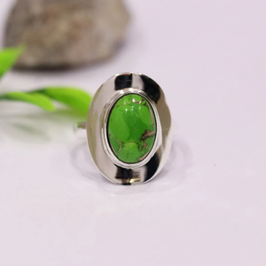Natural <b>Green</b> Copper Turquoise 925 Sterling Silver Handmade <b>Ring</b> Elegant Gemstone Statement Jewelry Boho <b>Ring</b> for Women - Product Image 1