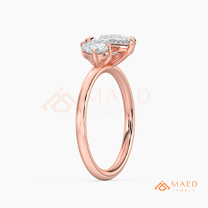 Rose Gold Pear Moissanite Engagement Ring Lab Grown Diamond Bridal Jewelry Women USA Anniversary Band - Product Image 6