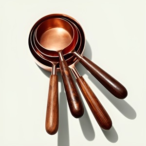 Classic Eco-Friendly Stainless Steel Measuring Cups Set with Wooden Handles Everyday Kitchen Essential Made of Durable Metal - Product Image 3