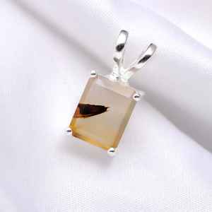 Colgante Octogonal de Ágata Montana, Plata de Ley 925, Joyería Artesanal Vintage con Piedras Preciosas, Collar Delicado, Regalo para Niñas y Mujeres - Product Image 5