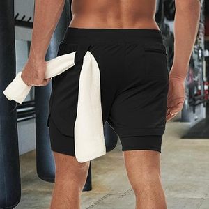 Custom Logo Men's Double <b>Layer</b> Blank Sports Athletic Workout Running Gym Shorts With Liner Breathable 2 In 1 Activewear Shorts - Product Image 4