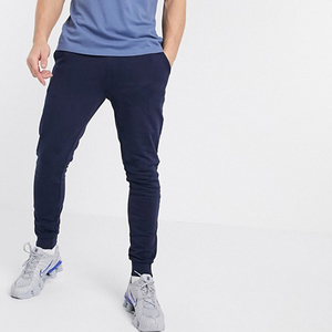 <b>Men's</b> Navy Blue Sweatpants Elastic Waist Side Pockets Casual Joggers Midweight Knitted Spandex Cotton Blend - Product Image 5