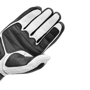 Gants de course antidérapants à doigts entiers en cuir enduit de polyuréthane noir et blanc, respirants, design à panneaux, fermeture à tirette, unisexe - Product Image 5