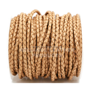 5mm Antique Natural Round Braided <b>Leather</b> Cord Roll for <b>Bracelet</b> Making Jewelry Findings Natural Color - Product Image 3