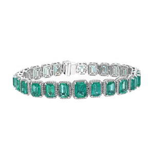 Emerald Tennis Bracelet <b>Gold</b> Plated Handmade 925 Sterling Silver Luxury Gemstone Jewelry Women Elegant Gift - Product Image 2