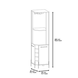 Mobile Bar Angolare a Due Ante in Macadamia con Cinque Portabottiglie Integrati, Quattro Ripiani Interni e Due Unità di Stoccaggio Indipendenti a Singola Anta - Product Image 5
