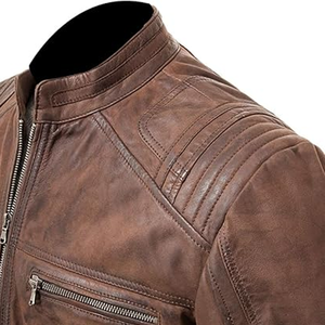 Outdoor Winter Warm New Fashionable Customized <b>Brown</b> Winter Leather Bomber Windbreaker Jacket for Men Handmade High Quality - Product Image 4