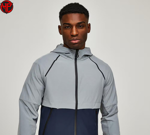 Conjunto Deportivo para Hombre, Chaqueta Impermeable con Capucha y Estampado de Bloques de Color, Pantalones Deportivos de Secado Rápido para Correr - Product Image 3