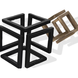 Ensemble de 2 sculptures géométriques modernes en aluminium, faites à la main, pour la décoration de table à la maison ou au bureau - Product Image 4