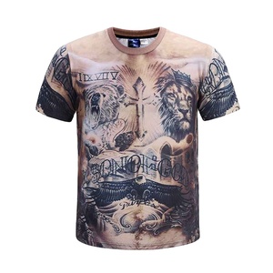 เสื้อยืดผู้ชายคุณภาพสูงขายส่ง พร้อมออกแบบลายพิมพ์ดิจิทัลตามสั่ง ผสมโพลีเอสเตอร์และคอตตอน ลายพื้นเรียบ สไตล์ไฮสตรีท - Product Image 1