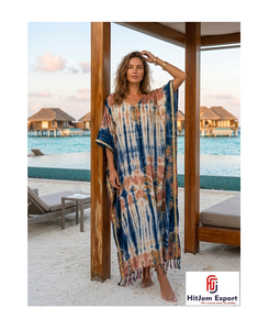 Tie Dye Printed Long <b>Kaftan</b> Dress Loose Fit <b>Beach</b> Cover Up Summer Resort Wear Manufacturer Kenya Nigeria - Product Image 1