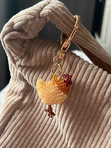 Chicken <b>Keychain</b>: Japanese Seed Beads Lobster Clasp - Product Image 2