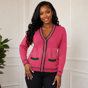 HMR Sisterhood Sorority <b>Cardigan</b> <b>Sweater</b> Coat Long Sleeve Casual Crop Top Label Autumn Button up Puff Sleeve - Product Image 4