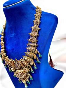 Conjunto de Collar de Oro Sólido de 22K |   Joyería nupcial india tradicional, artesanal y antigua, disponible en ORO/PLATA/BRONCE - Product Image 4