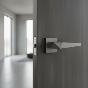 Premium Brass Mortise Door <b>Handle</b> Angular Design | Modern Luxury Doors Hardware in Antique Graphite Black Z-Black PVD Gold - Product Image 2