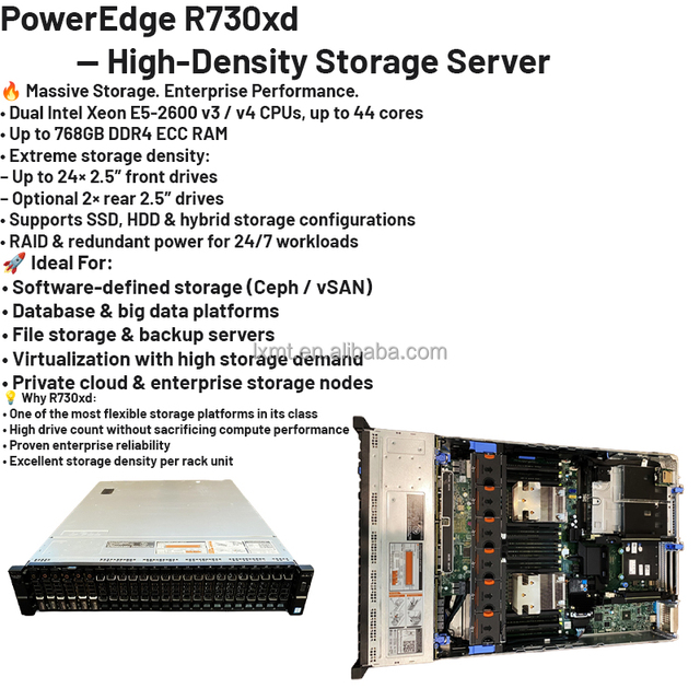 Cheap Price and Refurbished PowerEdge R730xd 2U Two-socket Rack Server From 13th Generation Used R730xd