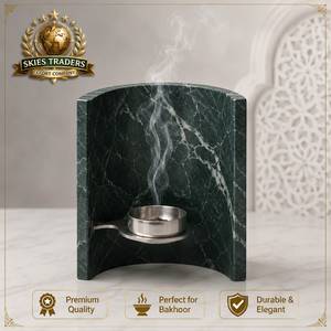 เตาเผากำยานลายหินอ่อนสีดำ Skies Traders รุ่น Bakhoor Censer ดีไซน์โค้งด้านหลัง สไตล์อาหรับ สำหรับอูด เป็นมิตรต่อสิ่งแวดล้อม 100% ธรรมชาติ ใช้เพื่อการบำบัด - Product Image 4