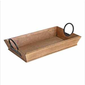 Plateau en bois plat, plateau en bois d'acacia fait à la main, plateau de service en bois avec poignée en métal, fournitures pour restaurants et hôtels - Product Image 5