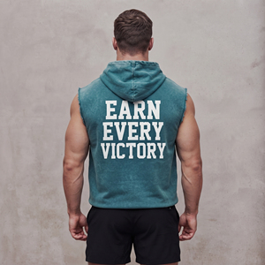 Chaleco deportivo con capucha para hombre, camiseta sin mangas para entrenamiento, culturismo, chaleco con capucha deportivo estampado para hombre - Product Image 2