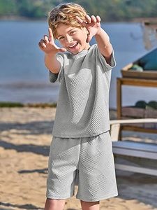 Ensemble de 2 pièces pour l'été, t-shirts à manches courtes en maille respirante et shorts à taille élastique, ensembles texturés - Product Image 5